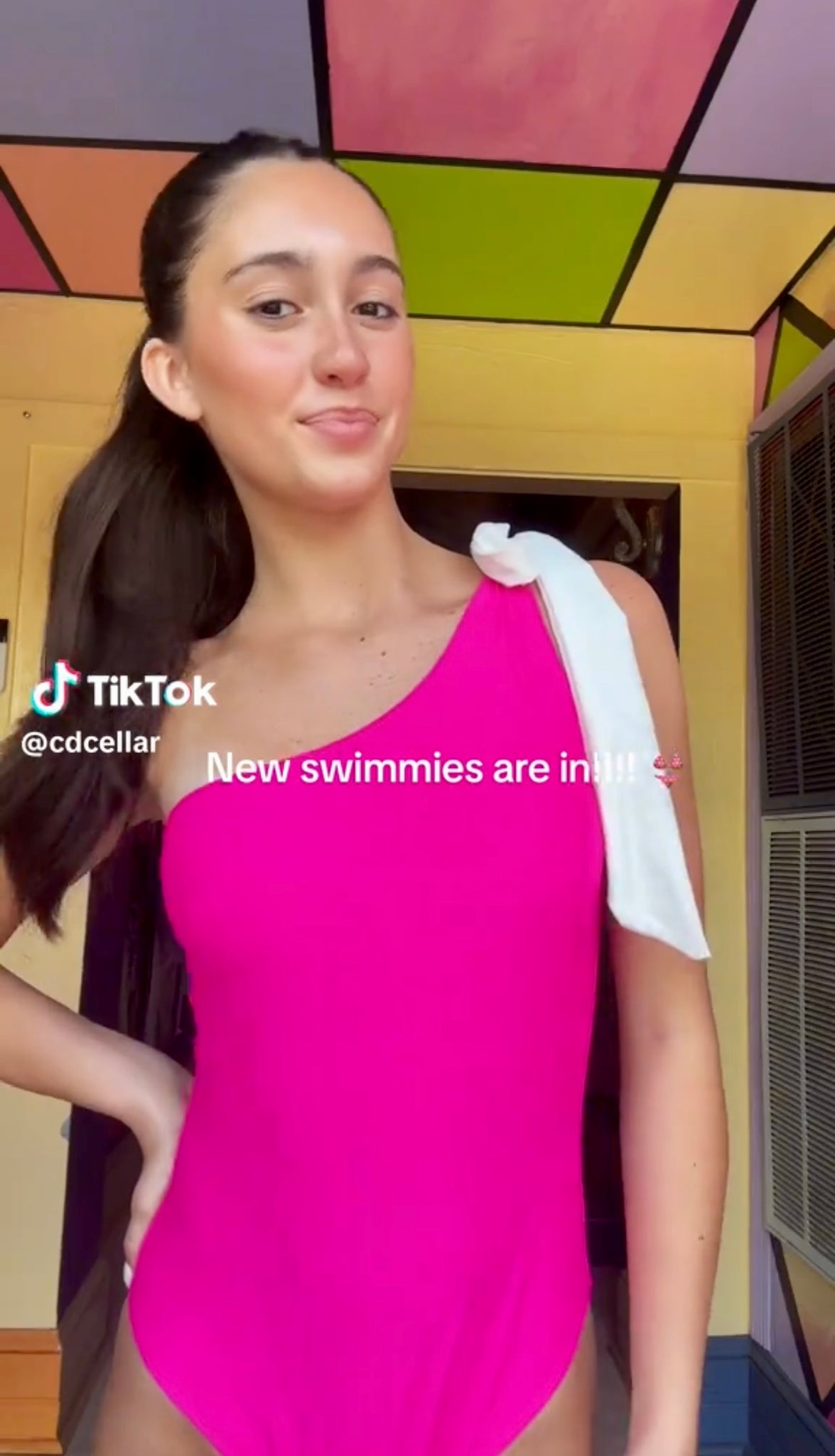 Pink bow tie one piece